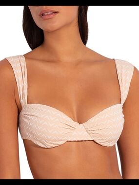 Revel Rey Peach Chevron Twist-Front Bikini Top Size Small